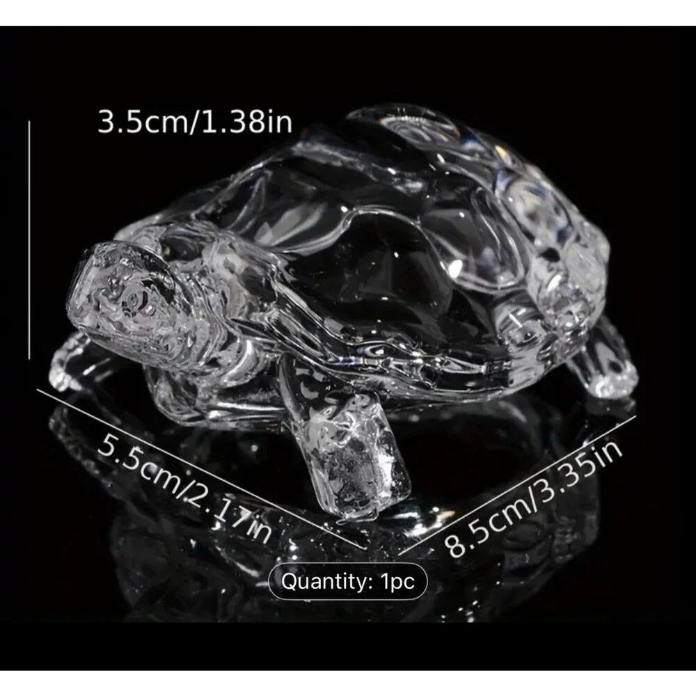 Clear Crystal Glass Land Tortoise Turtle Paperweight Figurine 7